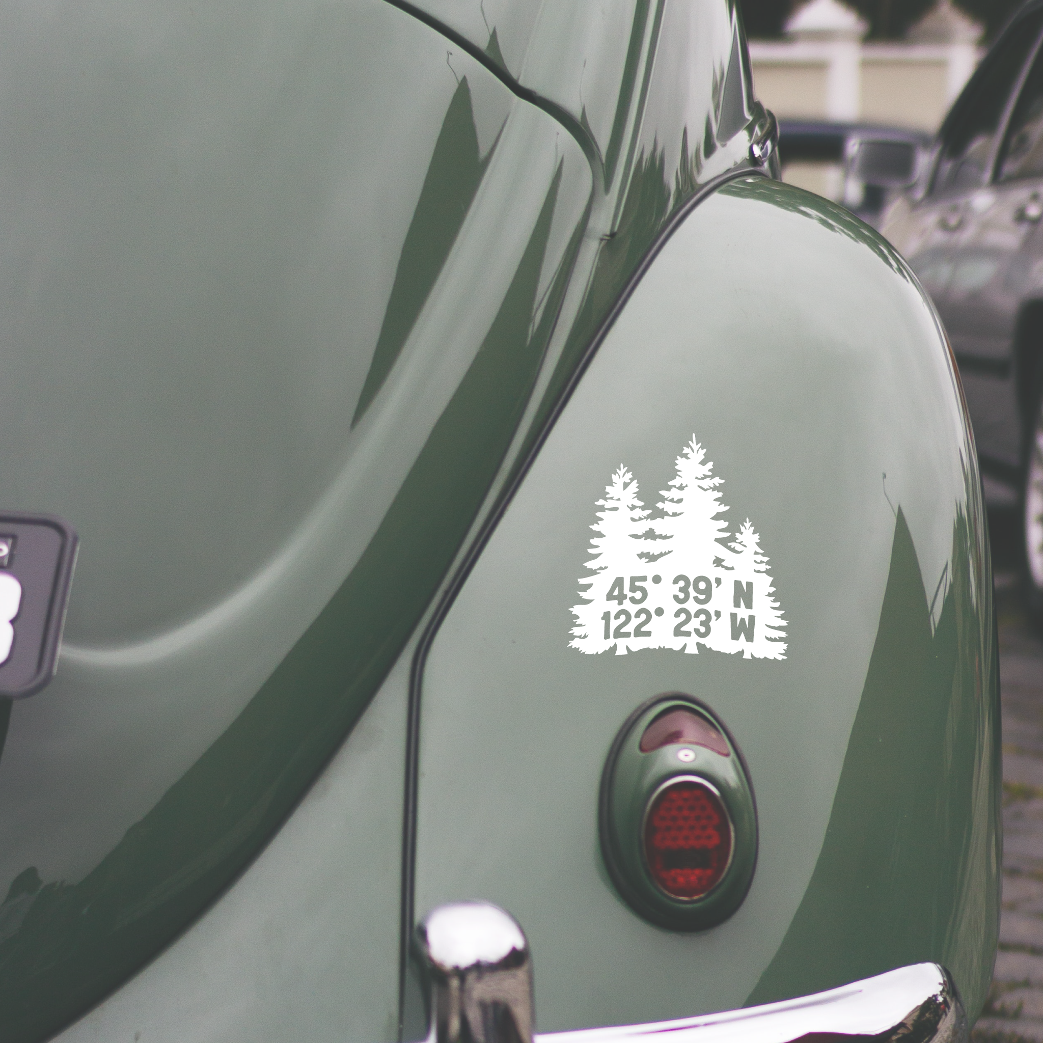 GPS Coordinates Trees Decal
