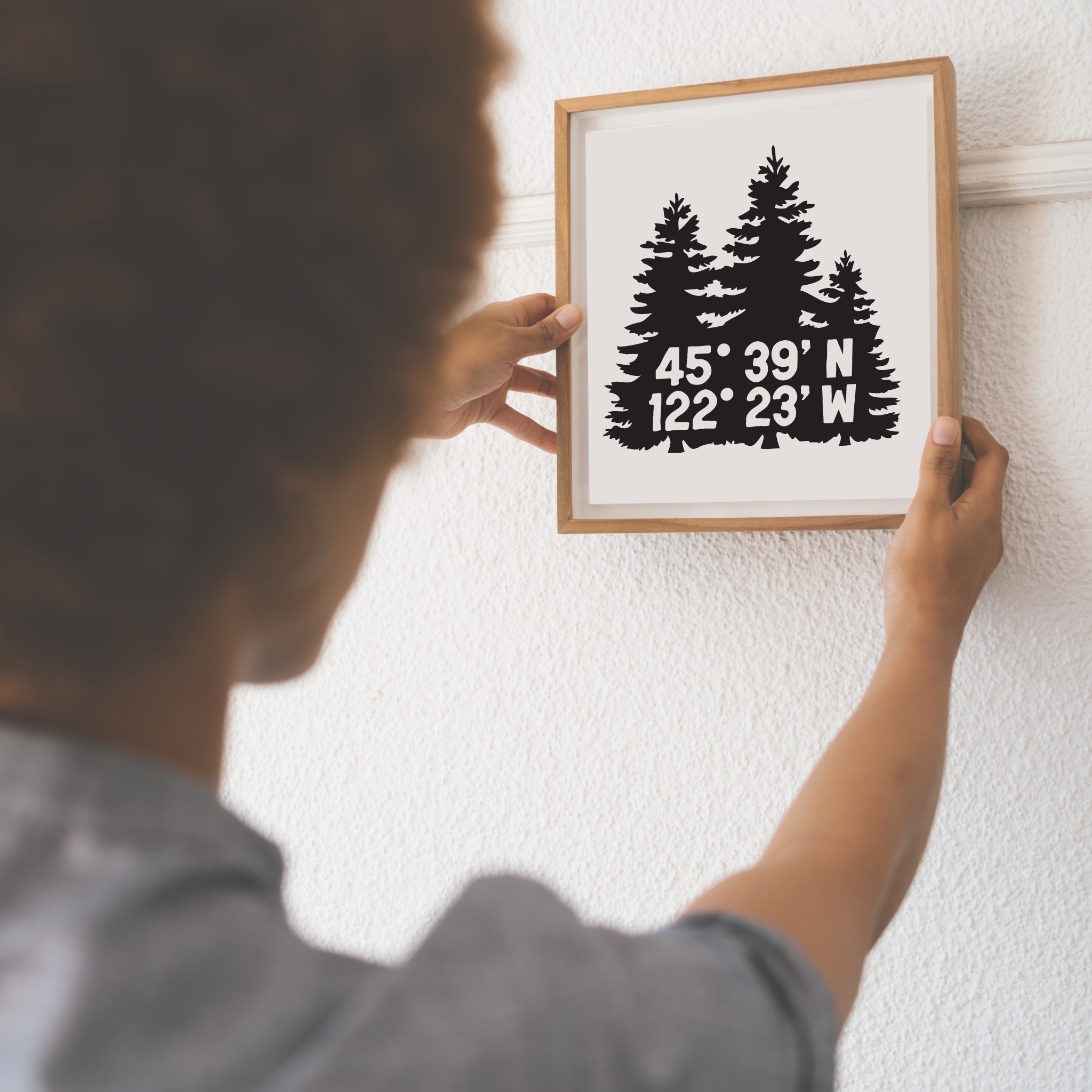 GPS Coordinates Trees Decal