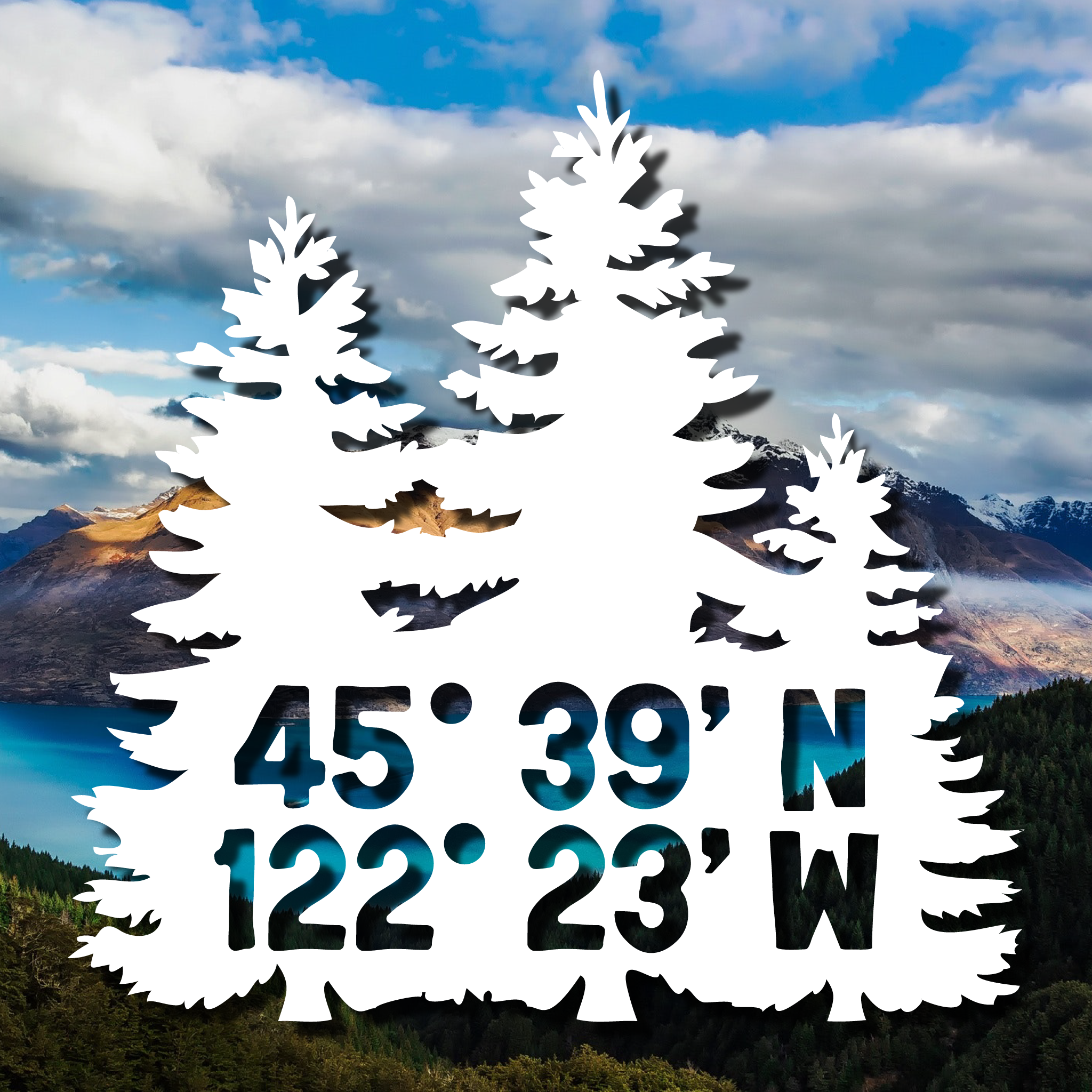 GPS Coordinates Trees Decal