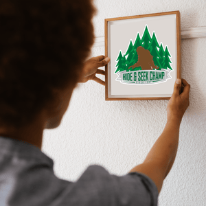 Hide & Seek Champion Vinyl Decal - Bigfoot Decal, Bigfoot Sticker, Sasquatch Decal, Sasquatch Sticker, Laptop Decal, Car Window Sticker - Dukes Decals