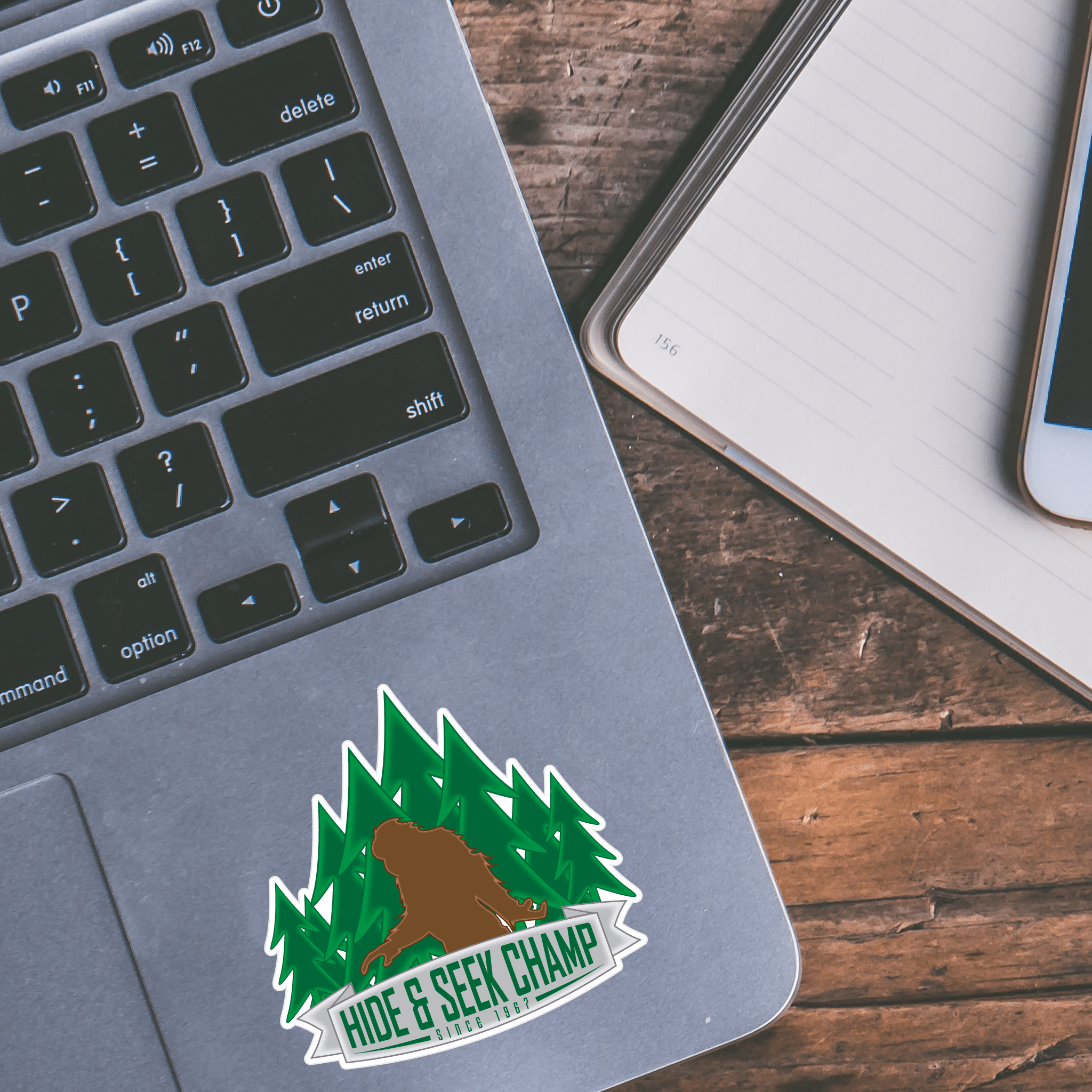 Hide & Seek Champion Vinyl Decal - Bigfoot Decal, Bigfoot Sticker, Sasquatch Decal, Sasquatch Sticker, Laptop Decal, Car Window Sticker - Dukes Decals